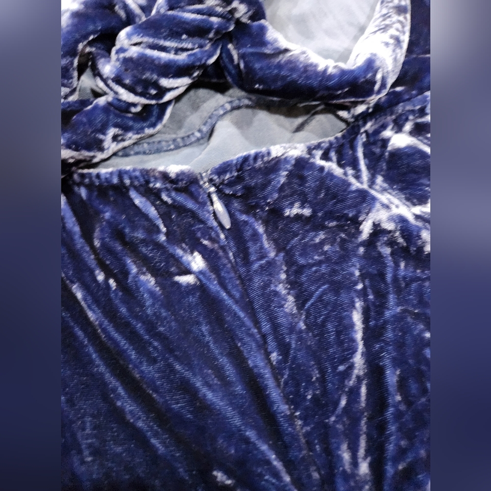 Reformation Livia Blue Velvet Dress - Picture 2 of 7